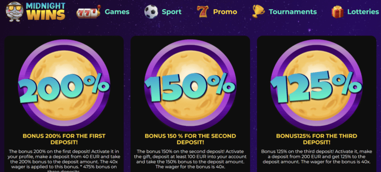 Midnight Wins Casino No Deposit Bonus