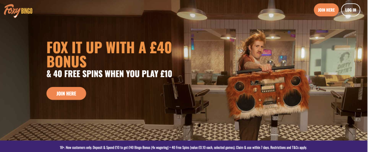 image of foxy bingo casino website