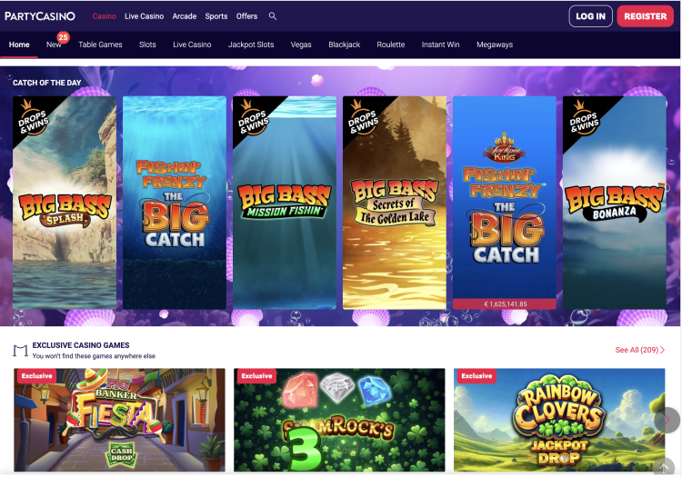 image of party casino website