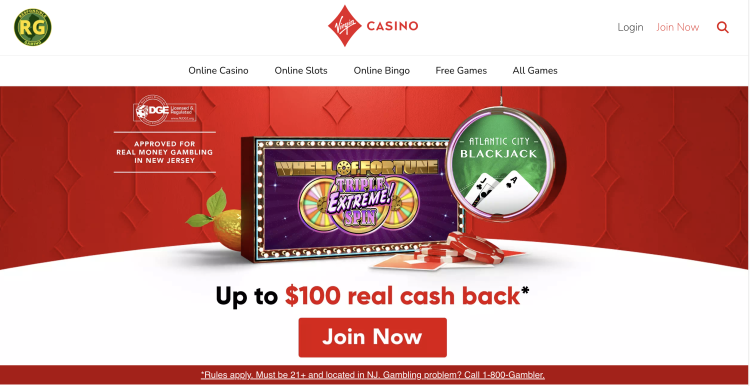 image of virgin casino website