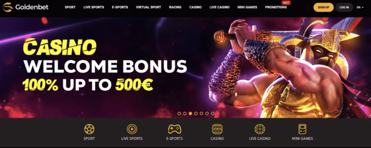 image of golden bet casino website