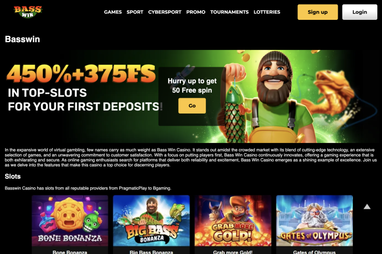 image of bass wins casino website