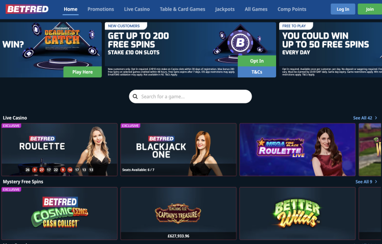 image of Betfred Casino website