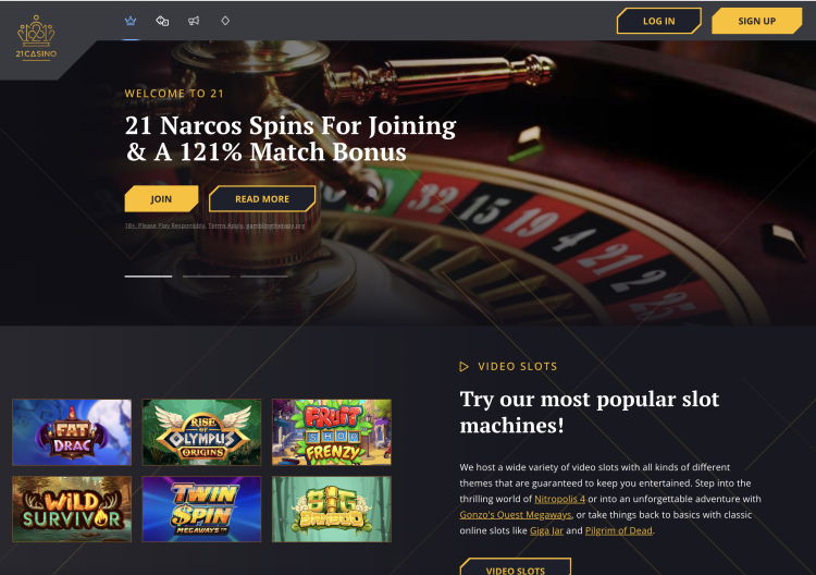 image of 21 casino website