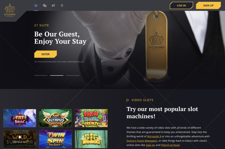 image of 21 casino website