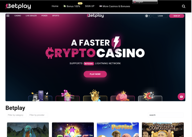 image of betplay casino website