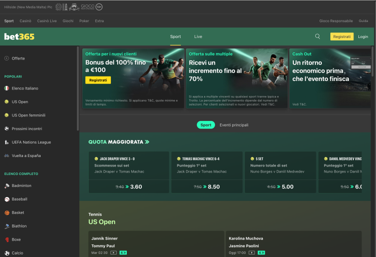 image of bet365 casino website